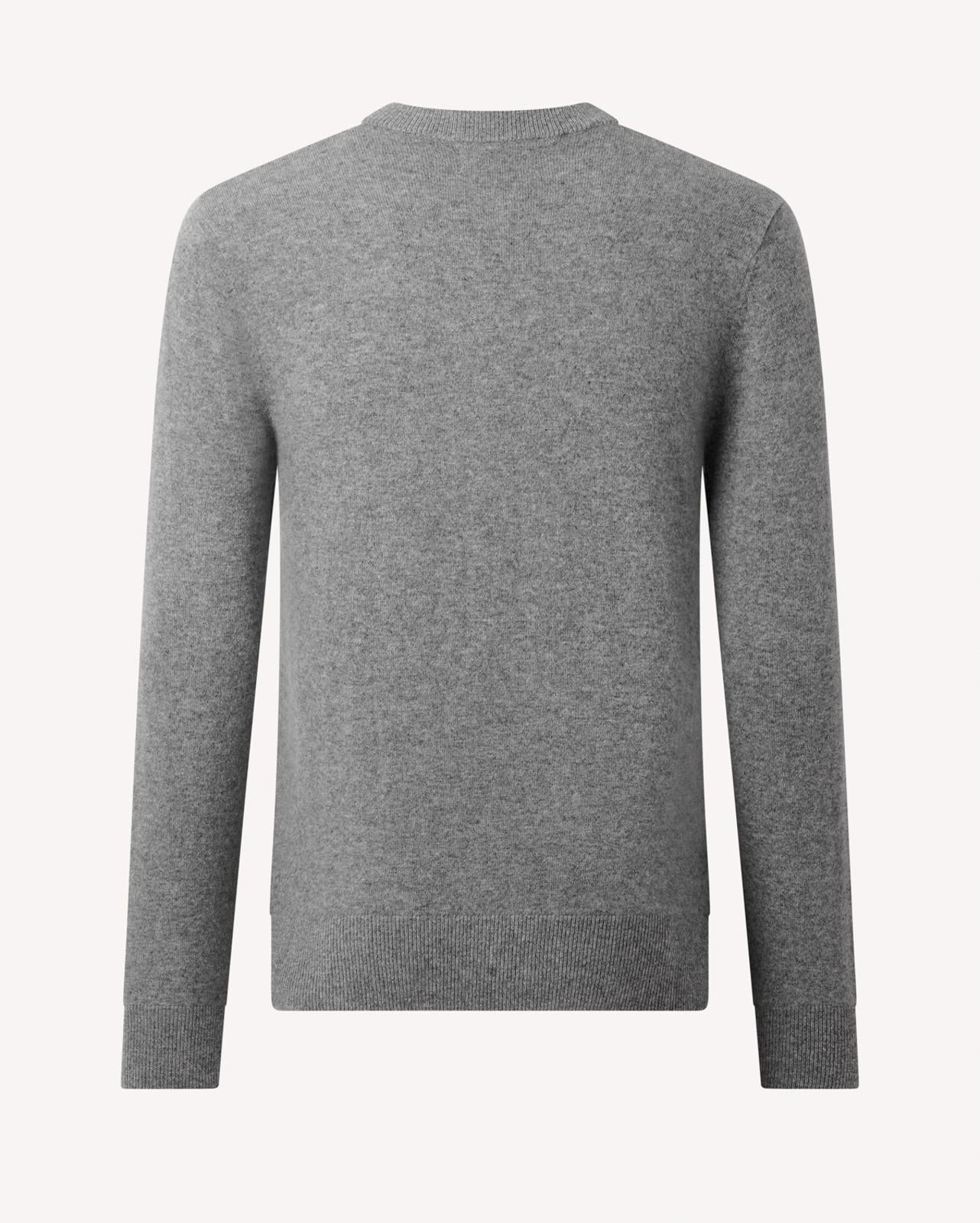 Crew Neck Marl Grey Cashmere Jumper-MALFORD OF LONDON SAVILE ROW MENSWEAR OUTLET