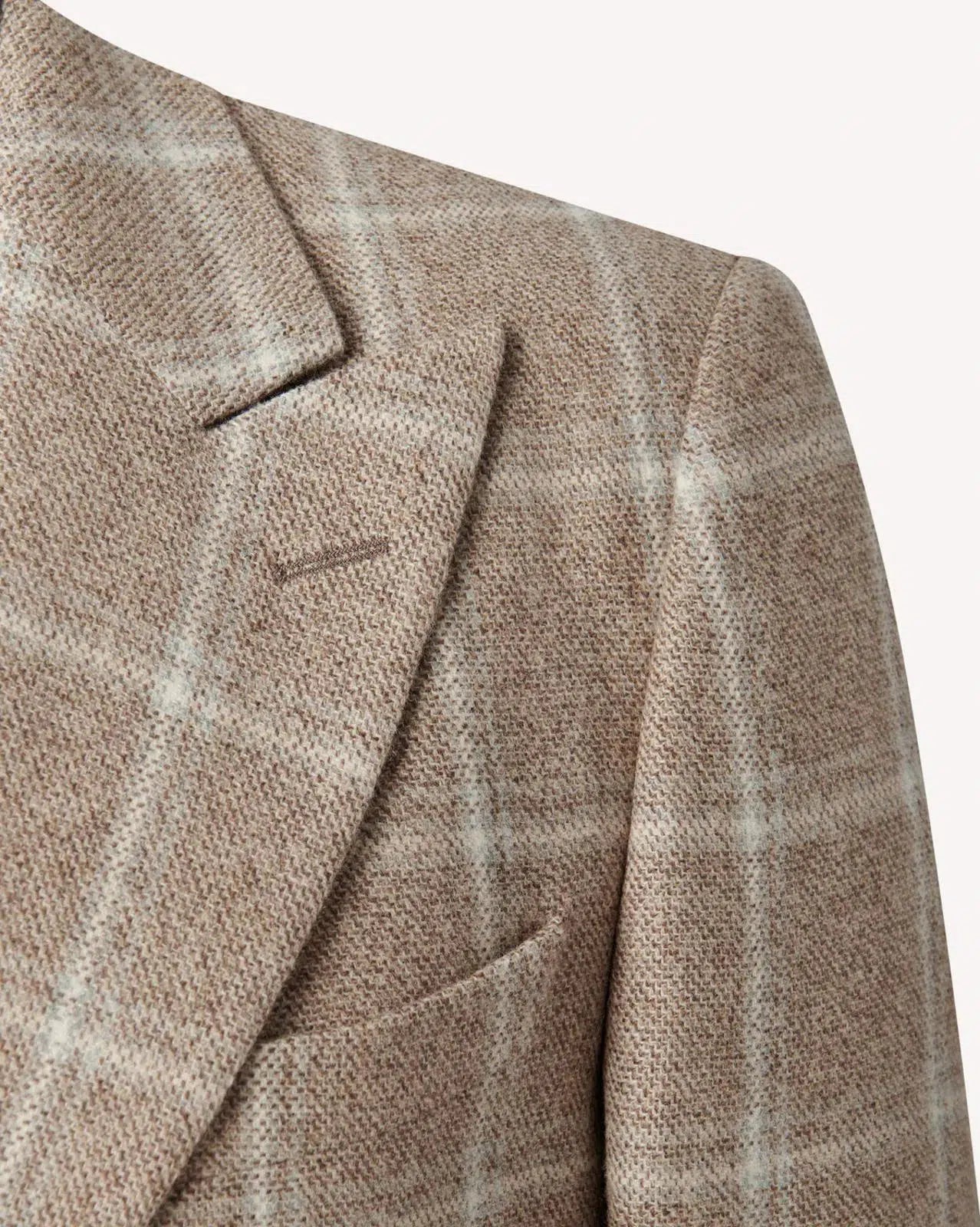 Double Breasted Large Window Check Jacket Biege / Cream-MALFORD OF LONDON SAVILE ROW MENSWEAR OUTLET