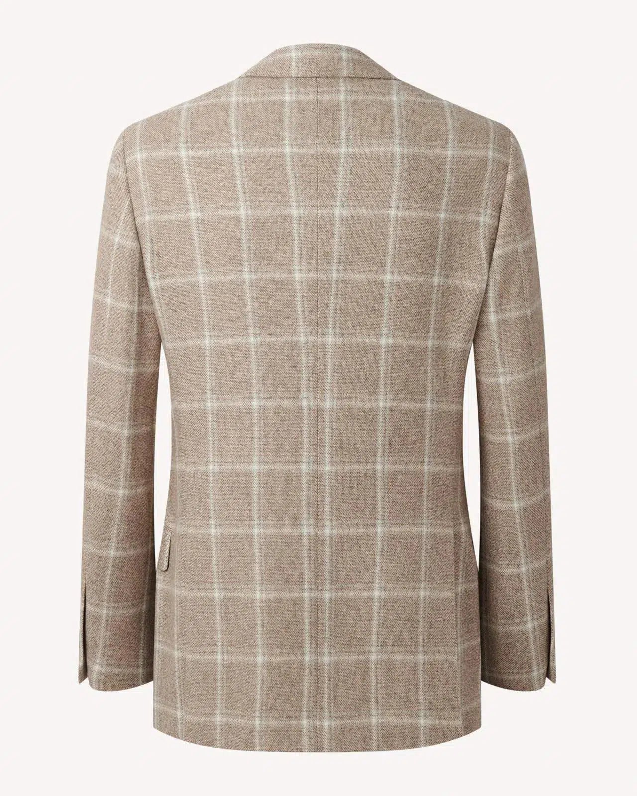 Double Breasted Large Window Check Jacket Biege / Cream-MALFORD OF LONDON SAVILE ROW MENSWEAR OUTLET