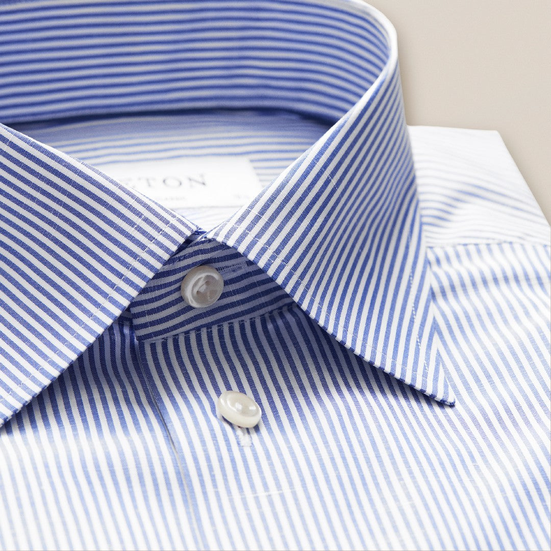 ETON Classic Fit Bengal Stripe Shirt Mid Blue-MALFORD OF LONDON SAVILE ROW MENSWEAR OUTLET