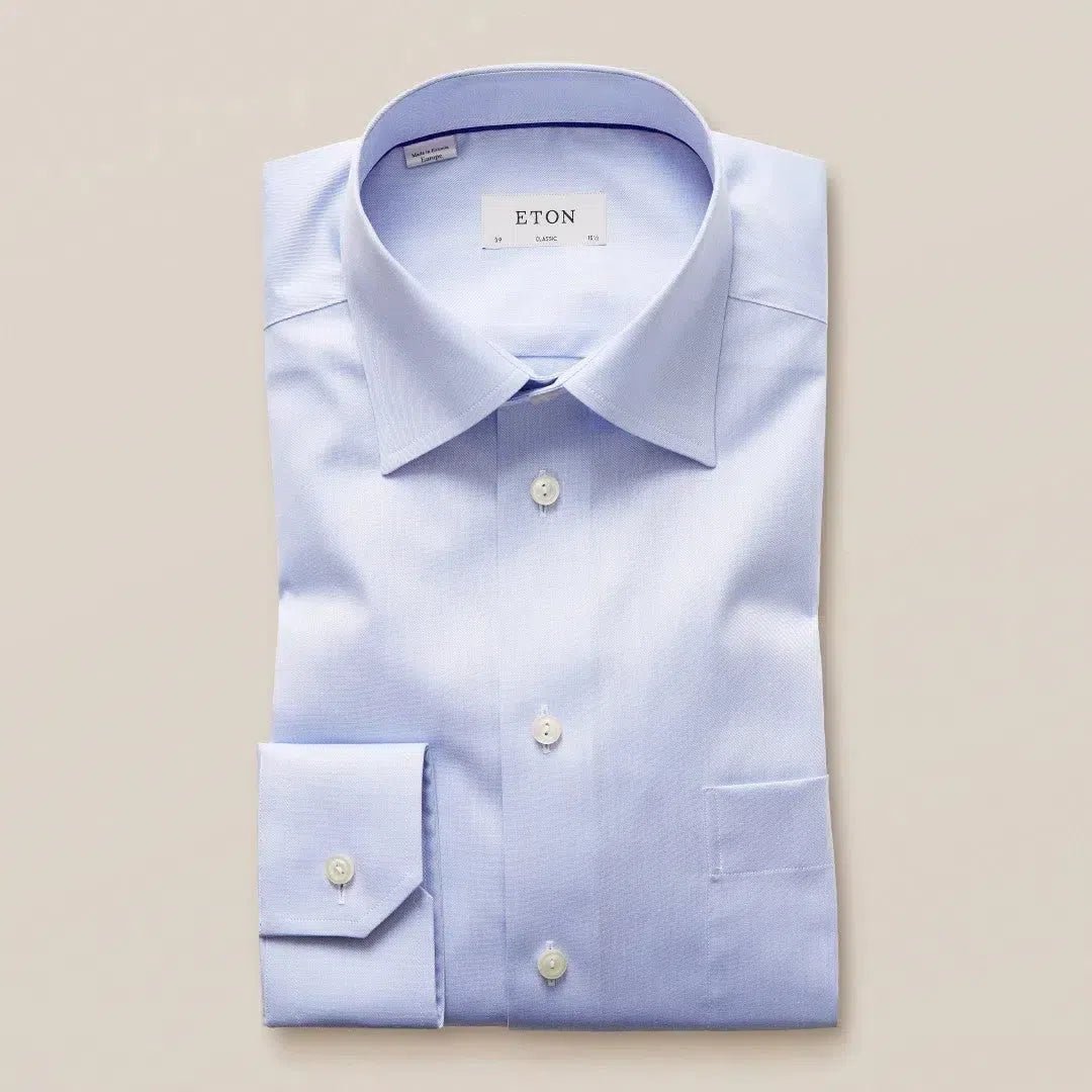 ETON Classic Fit Plain Shirt Light Blue-MALFORD OF LONDON SAVILE ROW MENSWEAR OUTLET