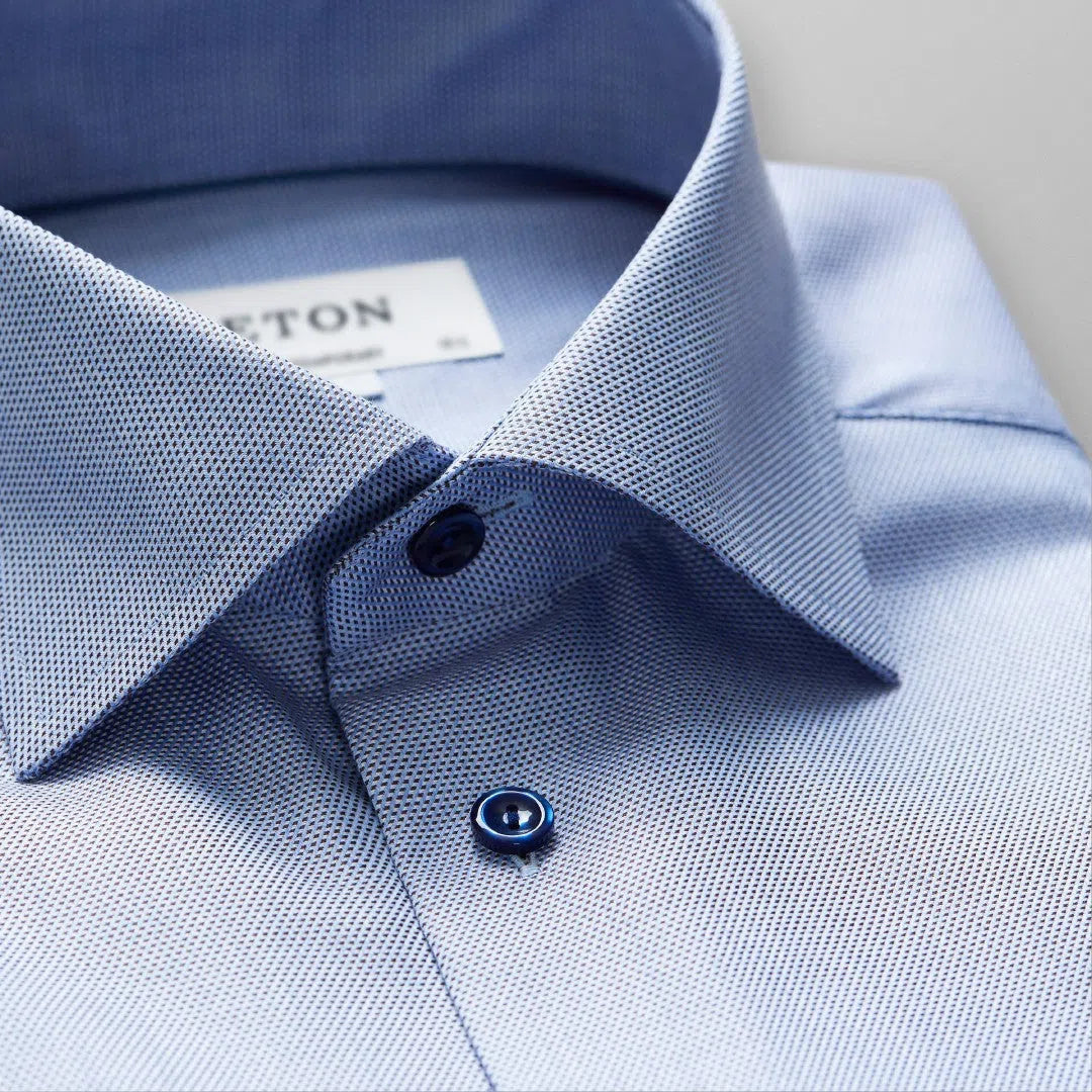 ETON Contemporary Fit Micro Diamond Print Shirt Dark Blue-MALFORD OF LONDON SAVILE ROW MENSWEAR OUTLET