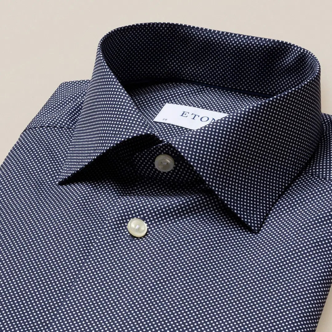 ETON Contemporary Fit Micro Dot Shirt Dark Blue-MALFORD OF LONDON SAVILE ROW MENSWEAR OUTLET