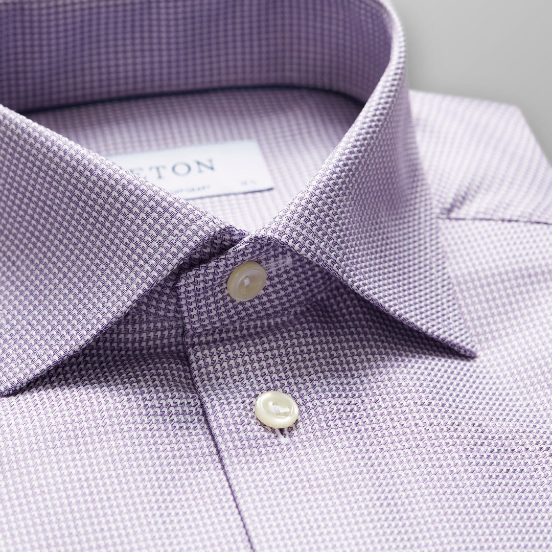 ETON Contemporary Fit Micro Houndstooth Shirt Mid purple-MALFORD OF LONDON SAVILE ROW MENSWEAR OUTLET