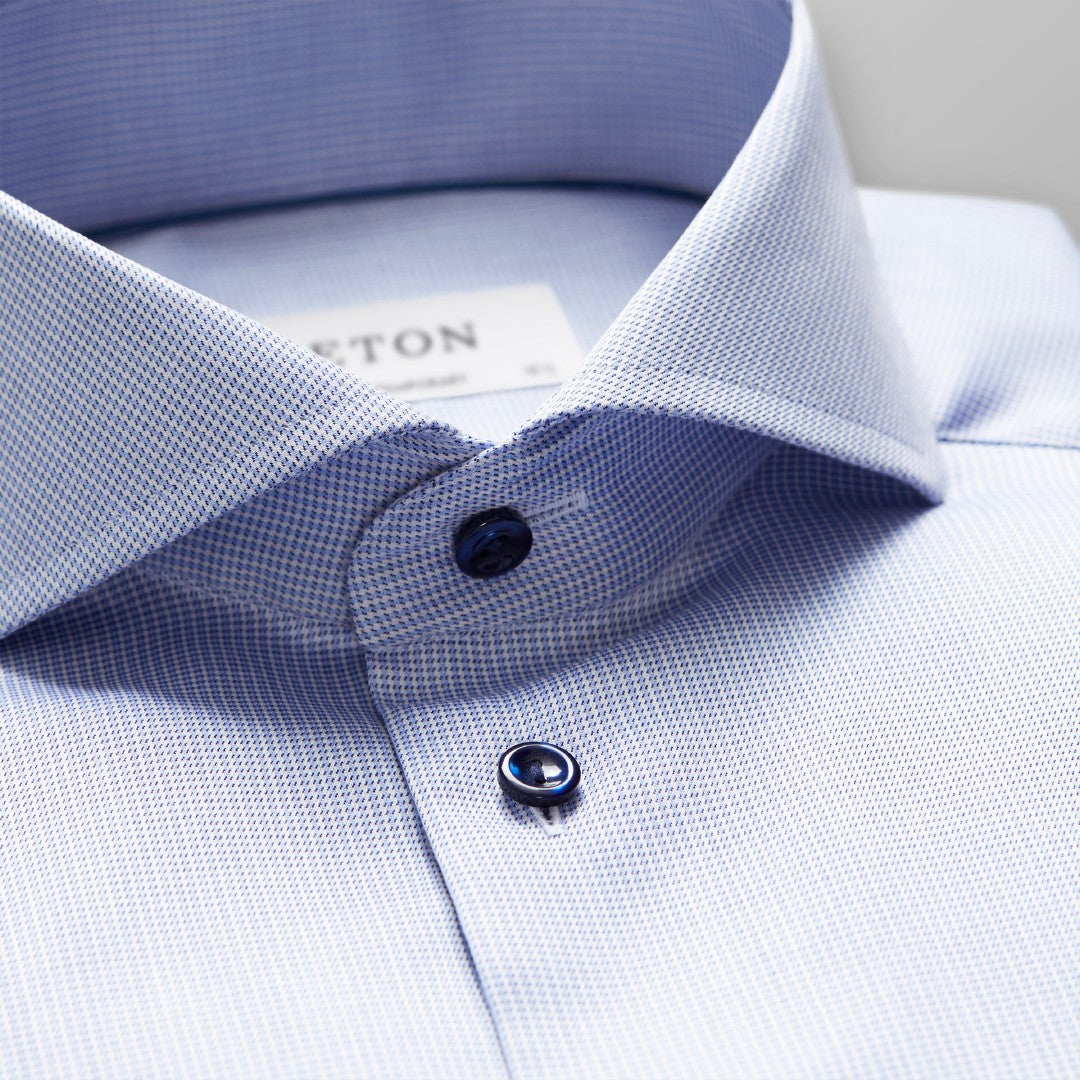 ETON Contemporary Fit Micro Stripe Shirt Light Blue-MALFORD OF LONDON SAVILE ROW MENSWEAR OUTLET