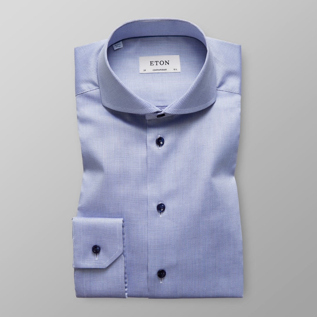 ETON Contemporary Fit Micro Stripe Shirt Light Blue-MALFORD OF LONDON SAVILE ROW MENSWEAR OUTLET