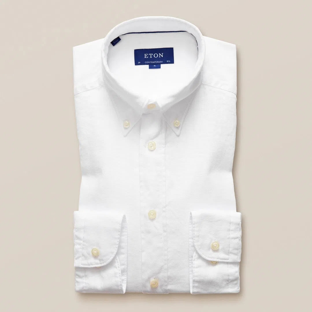 ETON Contemporary Fit Plain Shirt White-MALFORD OF LONDON SAVILE ROW MENSWEAR OUTLET