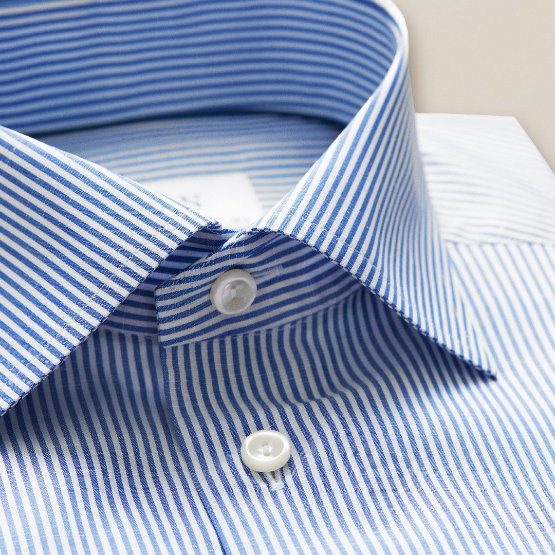 ETON Contemporary Fit Striped Shirt Mid Blue-MALFORD OF LONDON SAVILE ROW MENSWEAR OUTLET