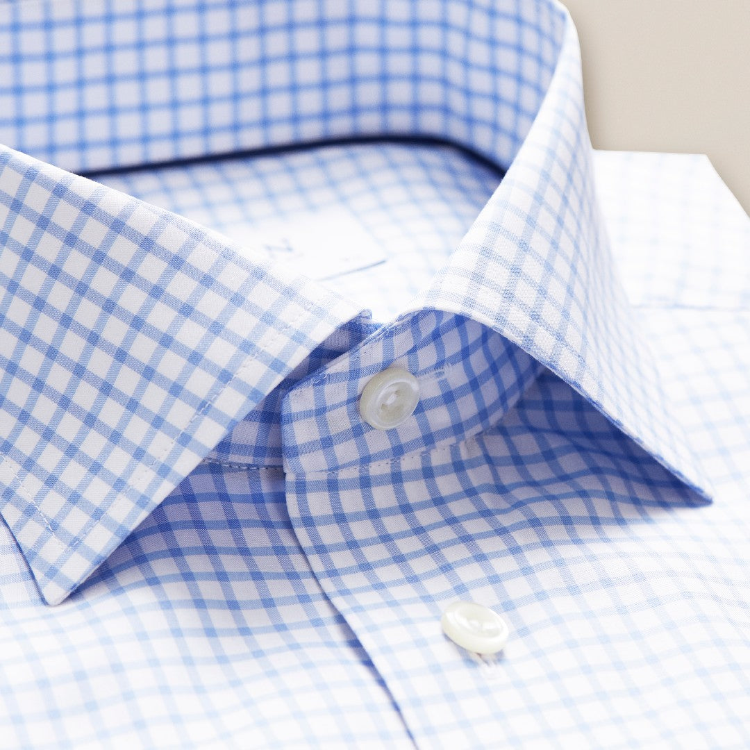 ETON Slim Fit Small Graph Check Shirt Light Blue-MALFORD OF LONDON SAVILE ROW MENSWEAR OUTLET