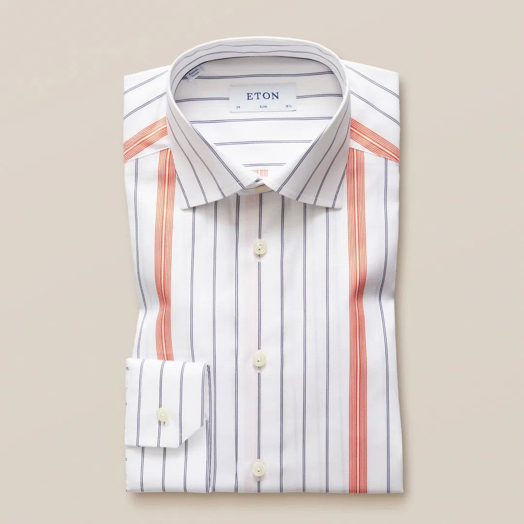 ETON Slim Fit Stripped Shirt White-MALFORD OF LONDON SAVILE ROW MENSWEAR OUTLET