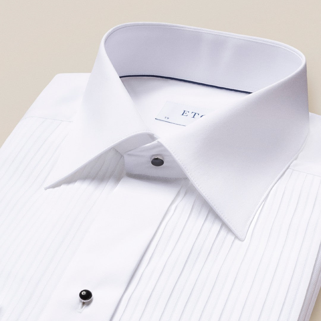 ETON Super Slim Fit Plisse Tuxedo Shirt White-MALFORD OF LONDON SAVILE ROW MENSWEAR OUTLET