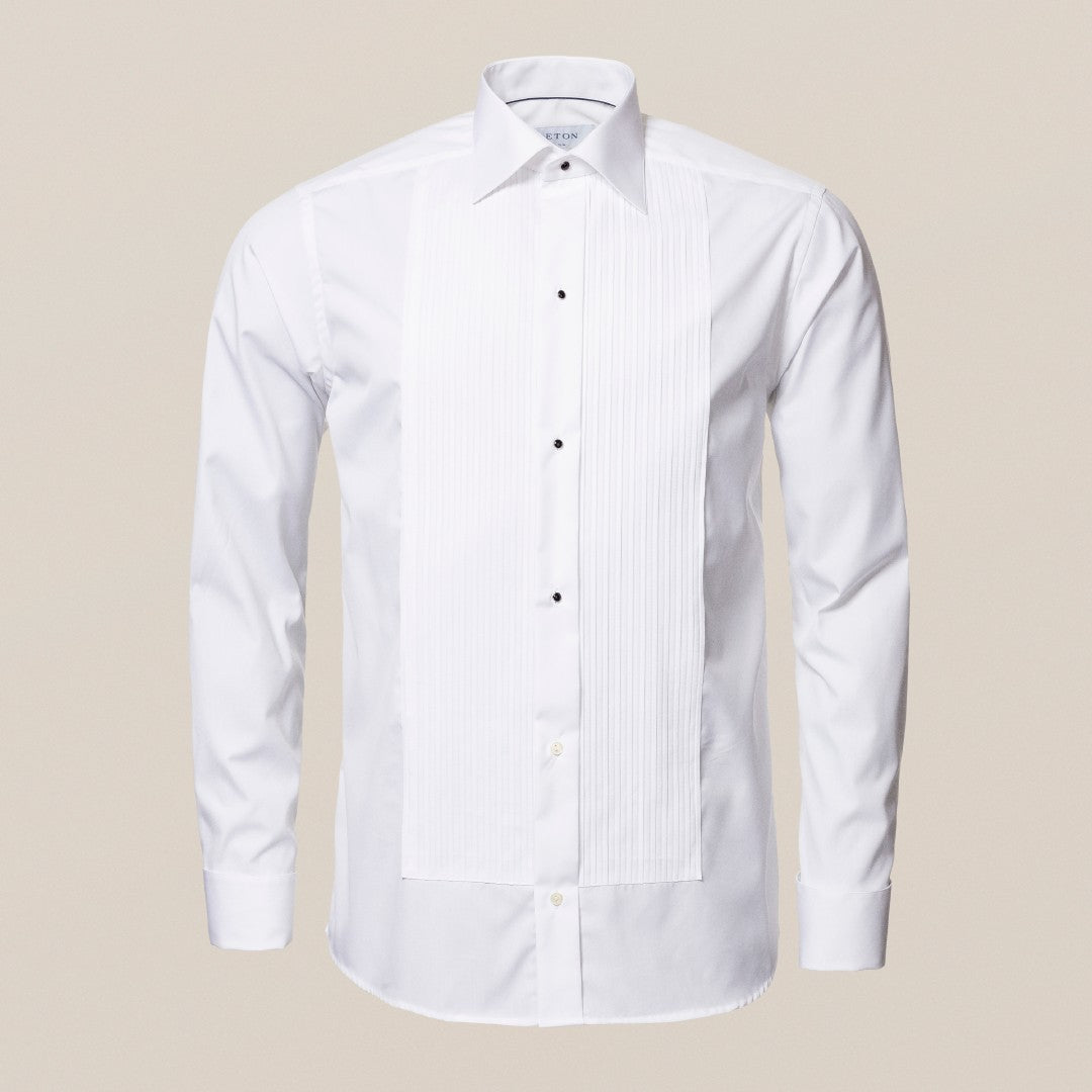 ETON Super Slim Fit Plisse Tuxedo Shirt White-MALFORD OF LONDON SAVILE ROW MENSWEAR OUTLET