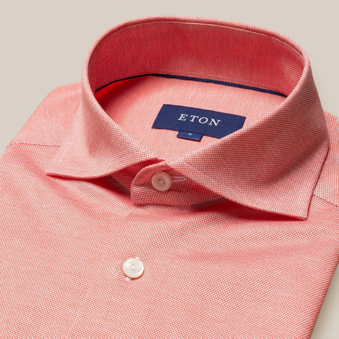 Eton Classic Fit Button Under Dobby Shirt Peach-MALFORD OF LONDON SAVILE ROW MENSWEAR OUTLET