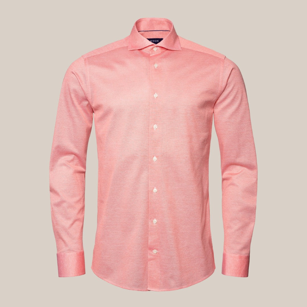 Eton Classic Fit Button Under Dobby Shirt Peach-MALFORD OF LONDON SAVILE ROW MENSWEAR OUTLET