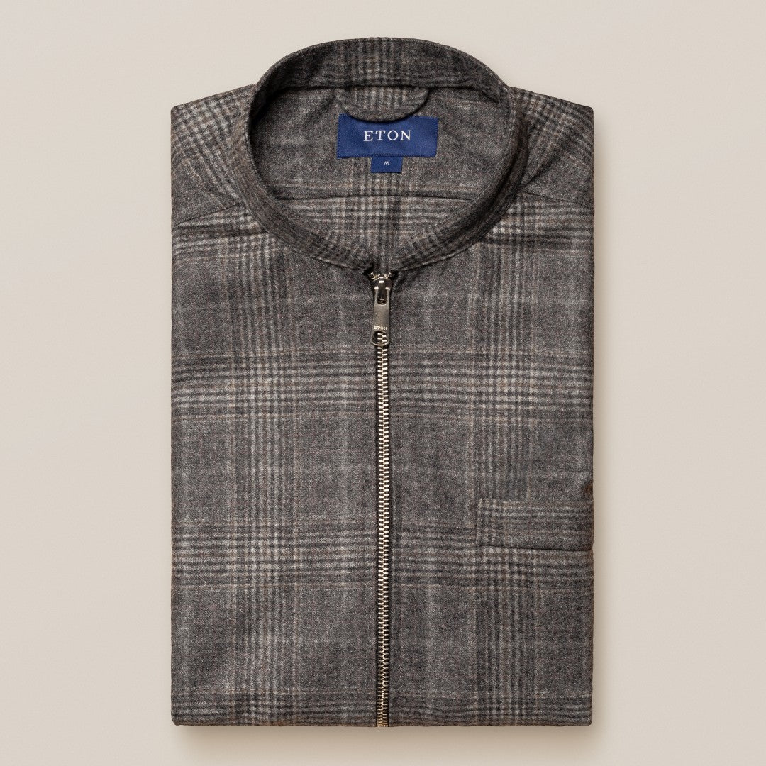 Eton Classic Fit Chasmere Mix Flannel Check Gilet Vest Light Grey-MALFORD OF LONDON SAVILE ROW MENSWEAR OUTLET