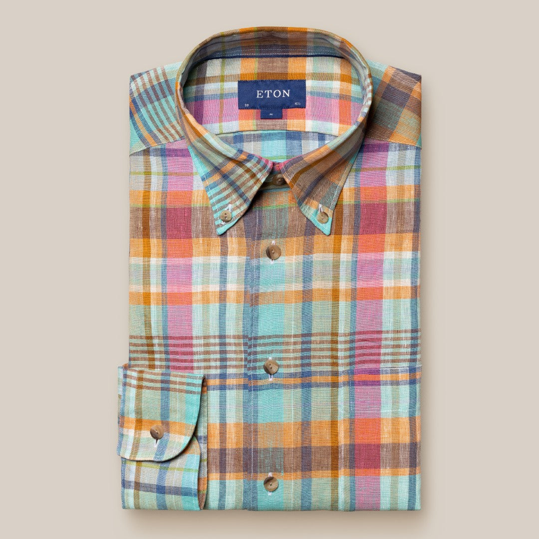 Eton Classic Fit Check Shirt Multi Coloured-MALFORD OF LONDON SAVILE ROW MENSWEAR OUTLET