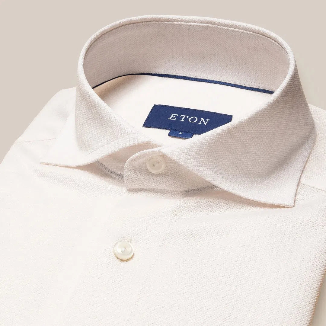 Eton Classic Fit Diamond Weave Shirt White-MALFORD OF LONDON SAVILE ROW MENSWEAR OUTLET