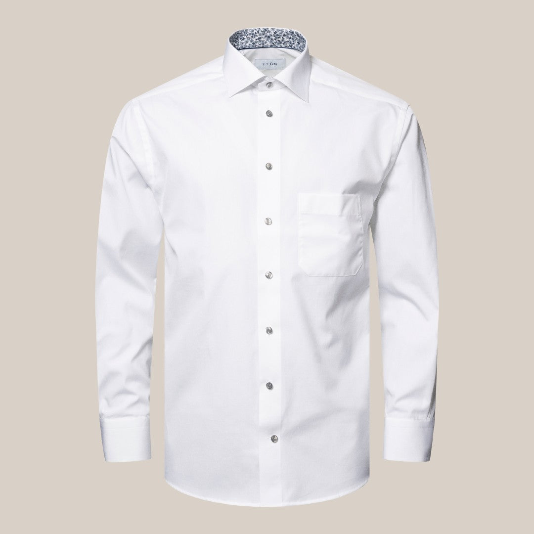 Eton Classic Fit Floral Inserts Shirt White-MALFORD OF LONDON SAVILE ROW MENSWEAR OUTLET