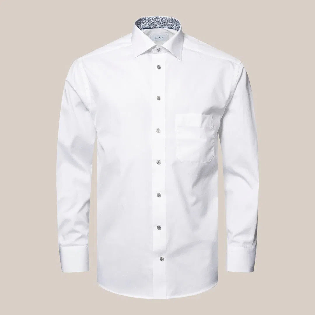 Eton Classic Fit Floral Inserts Shirt White-MALFORD OF LONDON SAVILE ROW MENSWEAR OUTLET