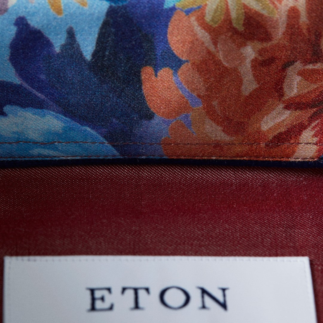 Eton Classic Fit Floral Trim Shirt Dark Red-MALFORD OF LONDON SAVILE ROW MENSWEAR OUTLET