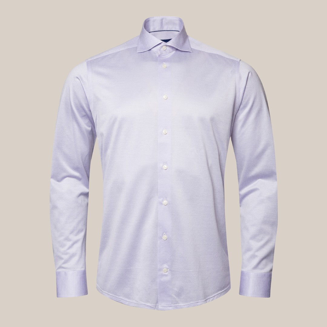 Eton Classic Fit Herringbone Shirt Light Purple-MALFORD OF LONDON SAVILE ROW MENSWEAR OUTLET