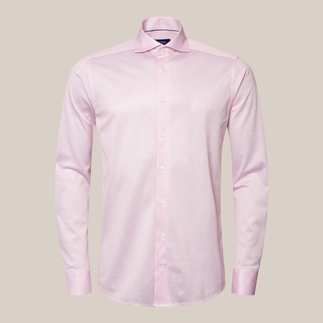 Eton Classic Fit Knitted Shirt Pink-MALFORD OF LONDON SAVILE ROW MENSWEAR OUTLET