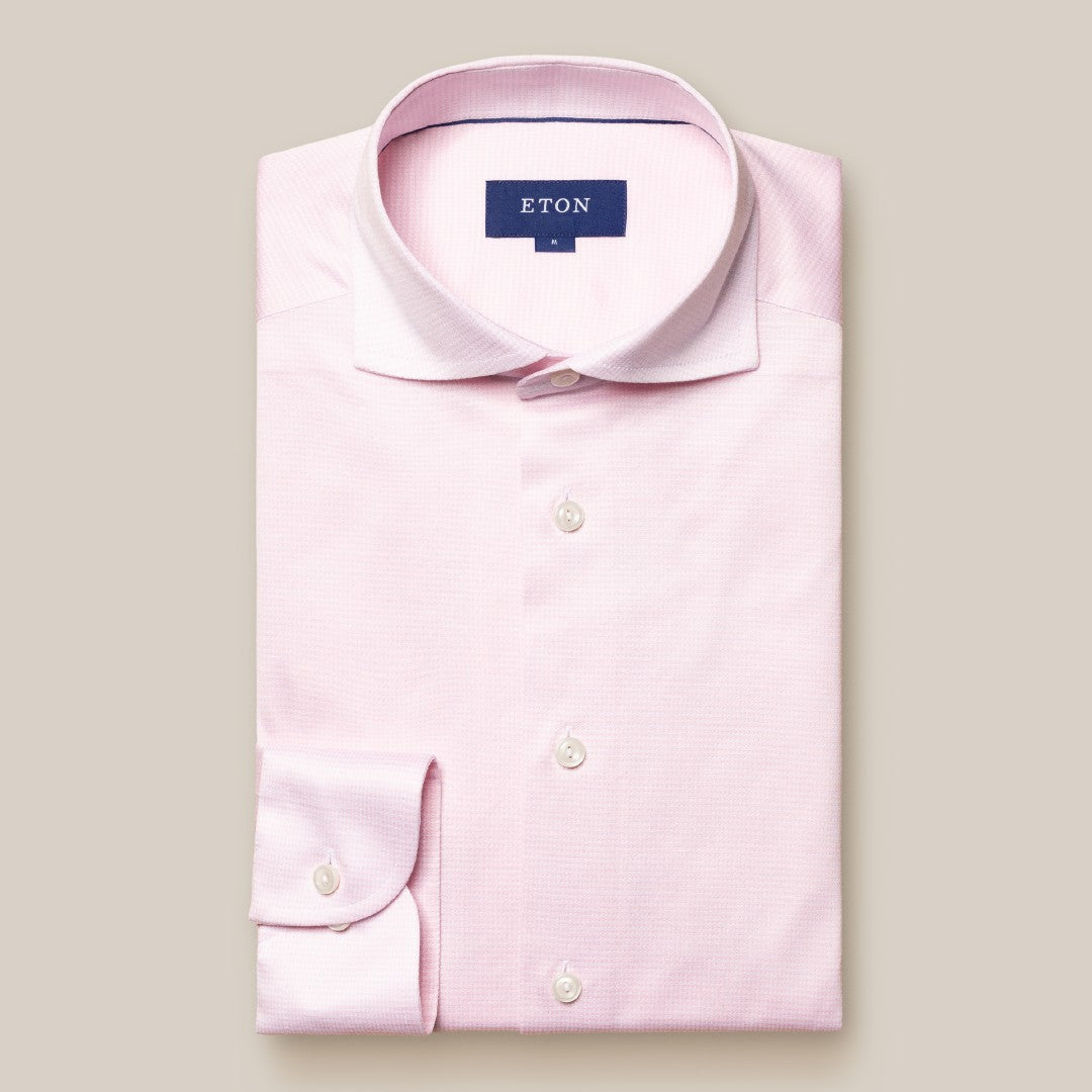 Eton Classic Fit Micro Houndstooth Shirt Pink-MALFORD OF LONDON SAVILE ROW MENSWEAR OUTLET