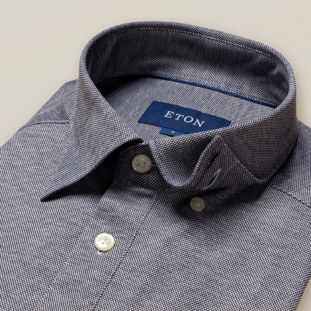 Eton Classic Fit Pique Polo Shirt Navy Blue-MALFORD OF LONDON SAVILE ROW MENSWEAR OUTLET