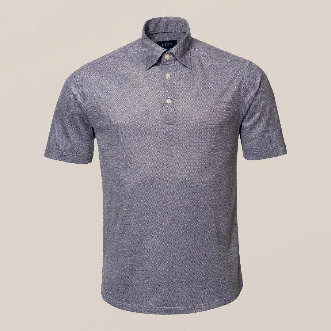 Eton Classic Fit Pique Polo Shirt Navy Blue-MALFORD OF LONDON SAVILE ROW MENSWEAR OUTLET