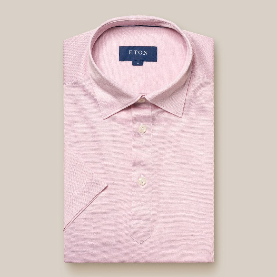 Eton Classic Fit Pique Polo Shirt Pink-MALFORD OF LONDON SAVILE ROW MENSWEAR OUTLET