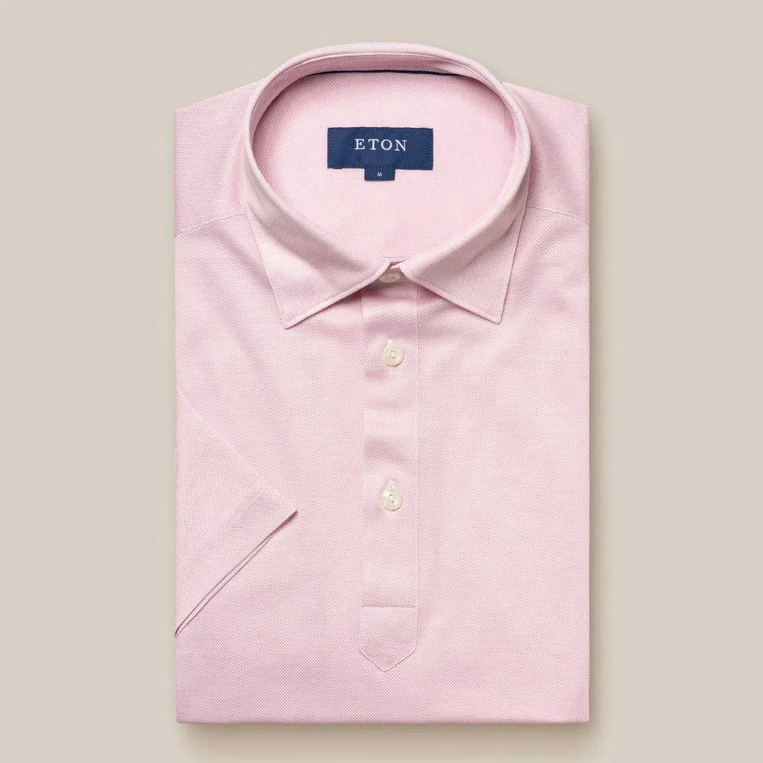 Eton Classic Fit Pique Polo Shirt Pink-MALFORD OF LONDON SAVILE ROW MENSWEAR OUTLET