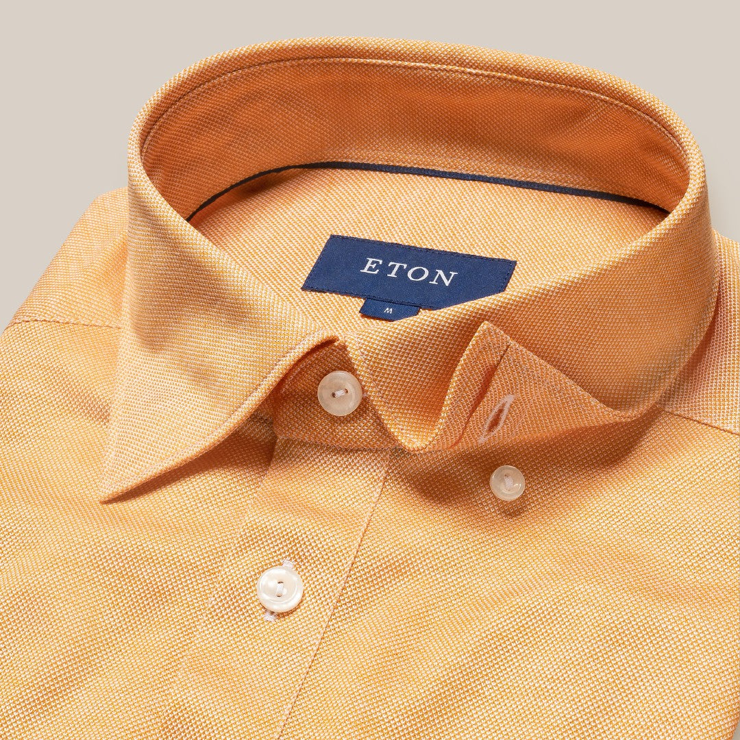 Eton Classic Fit Pique Polo Shirt Yellow-MALFORD OF LONDON SAVILE ROW MENSWEAR OUTLET