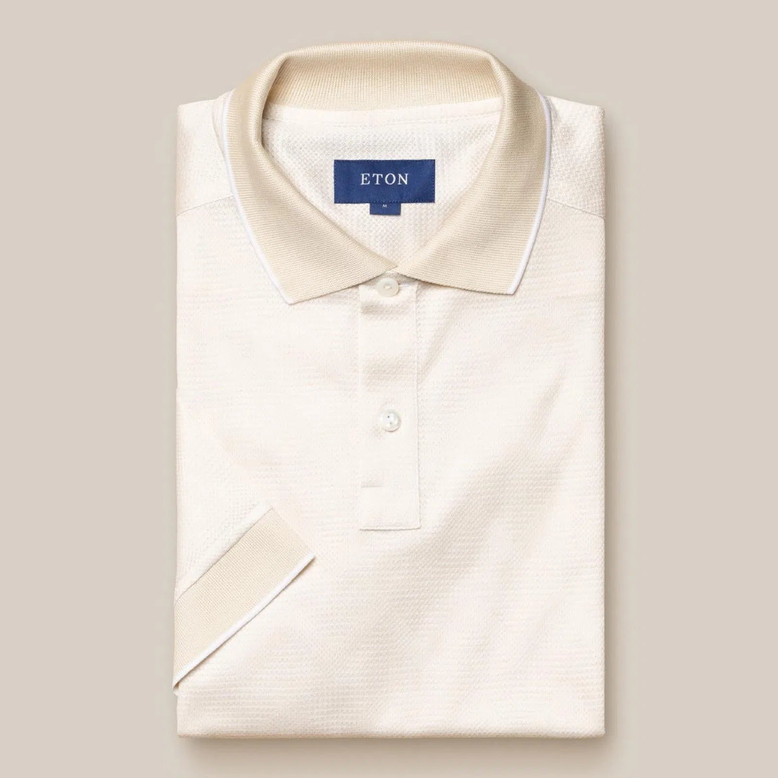 Eton Classic Fit Pique Short Sleeve Polo Shirt Ivory-MALFORD OF LONDON SAVILE ROW MENSWEAR OUTLET