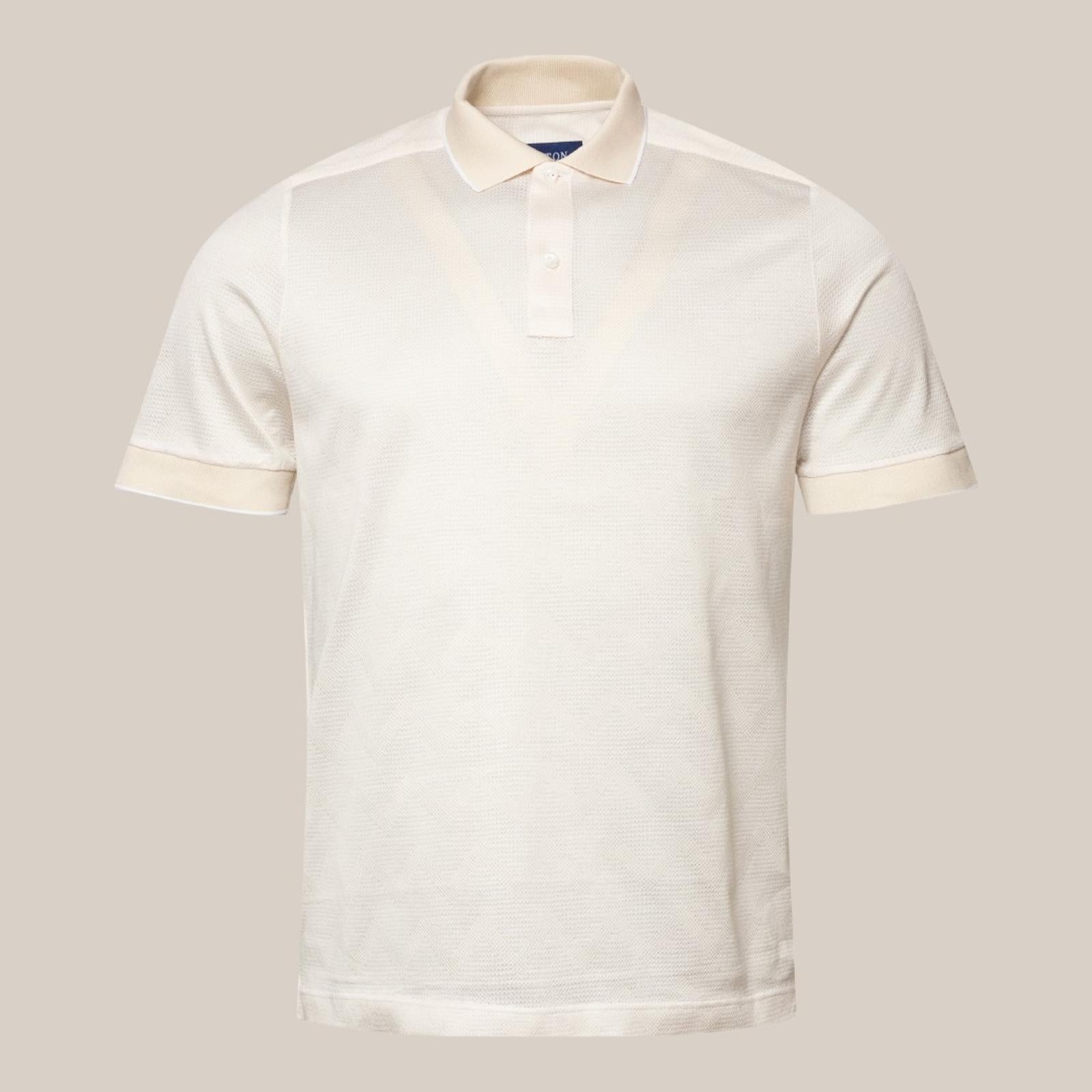 Eton Classic Fit Pique Short Sleeve Polo Shirt Ivory-MALFORD OF LONDON SAVILE ROW MENSWEAR OUTLET