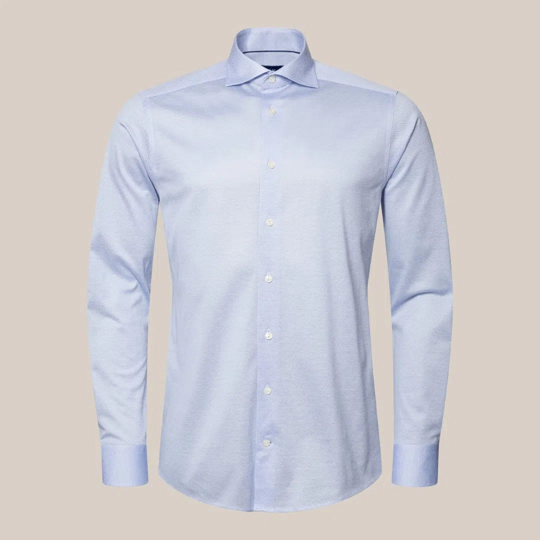 Eton Classic Fit Plain Dobby Shirt Light Blue-MALFORD OF LONDON SAVILE ROW MENSWEAR OUTLET