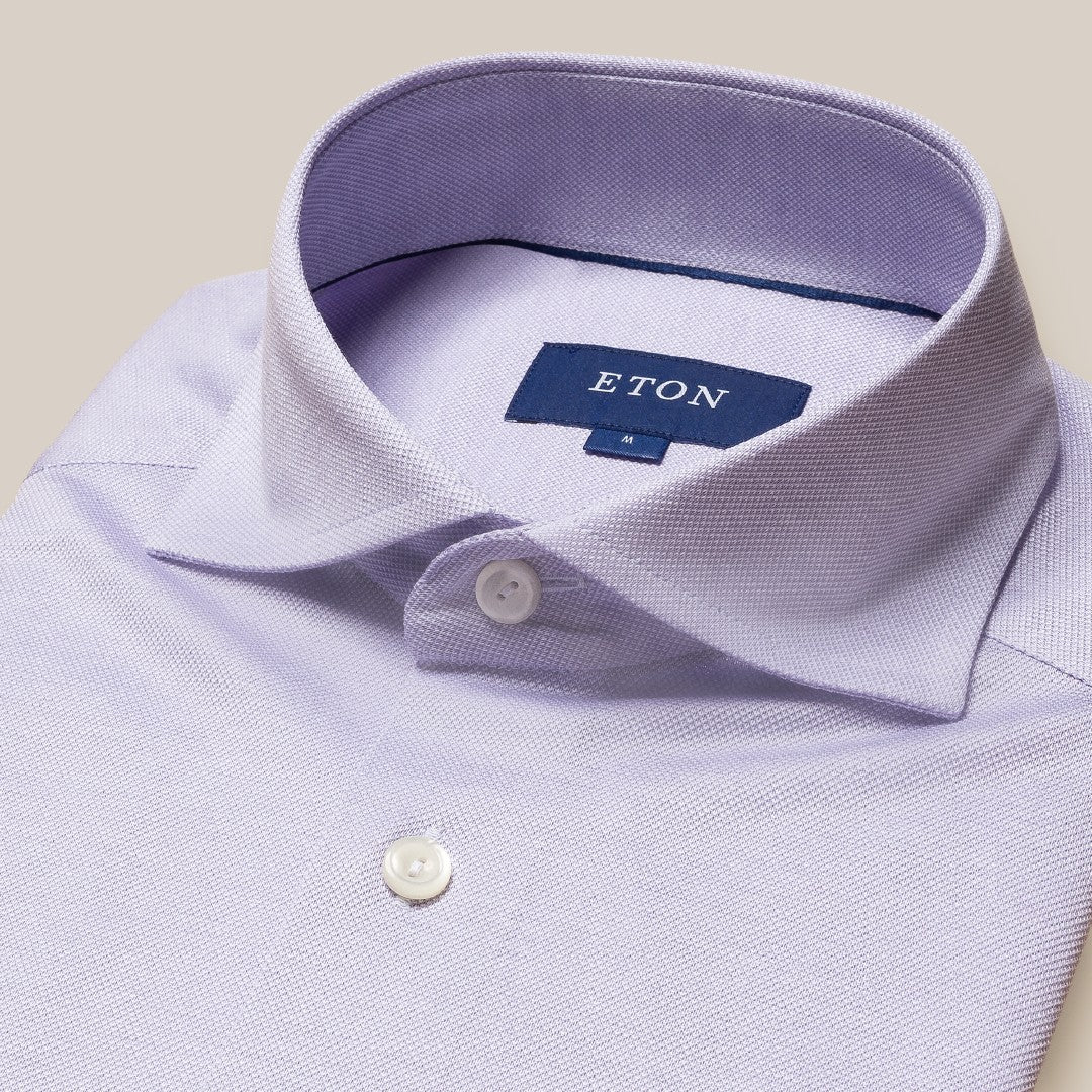 Eton Classic Fit Plain Dobby Shirt Light Purple-MALFORD OF LONDON SAVILE ROW MENSWEAR OUTLET