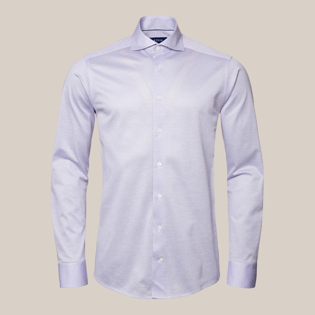 Eton Classic Fit Plain Dobby Shirt Light Purple-MALFORD OF LONDON SAVILE ROW MENSWEAR OUTLET