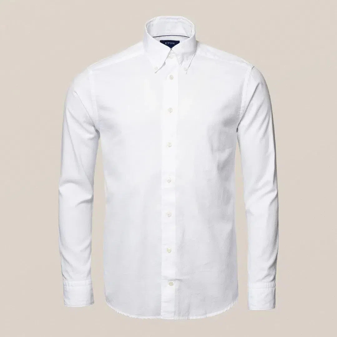 Eton Classic Fit Plain Shirt White-MALFORD OF LONDON SAVILE ROW MENSWEAR OUTLET