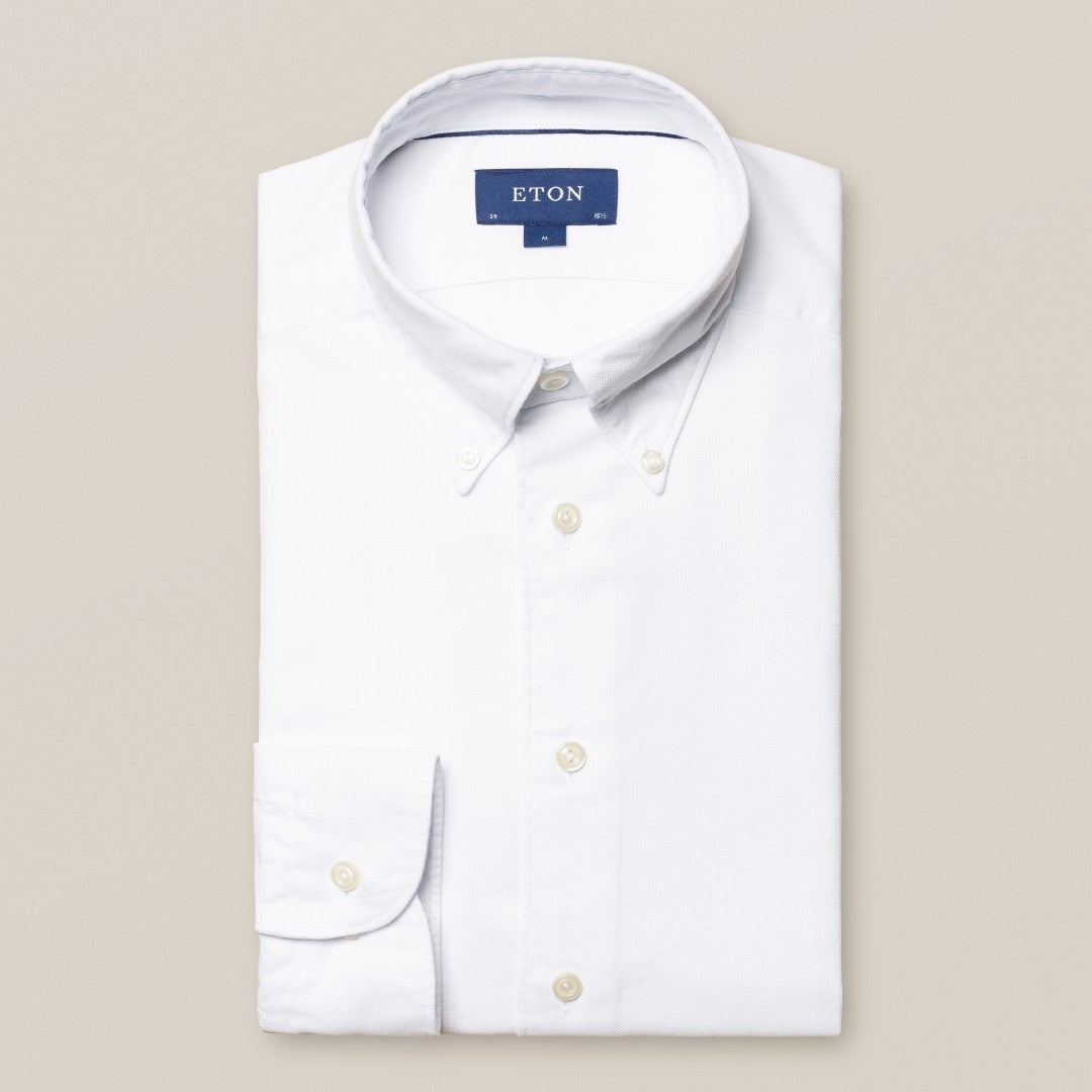 Eton Classic Fit Plain Shirt White-MALFORD OF LONDON SAVILE ROW MENSWEAR OUTLET