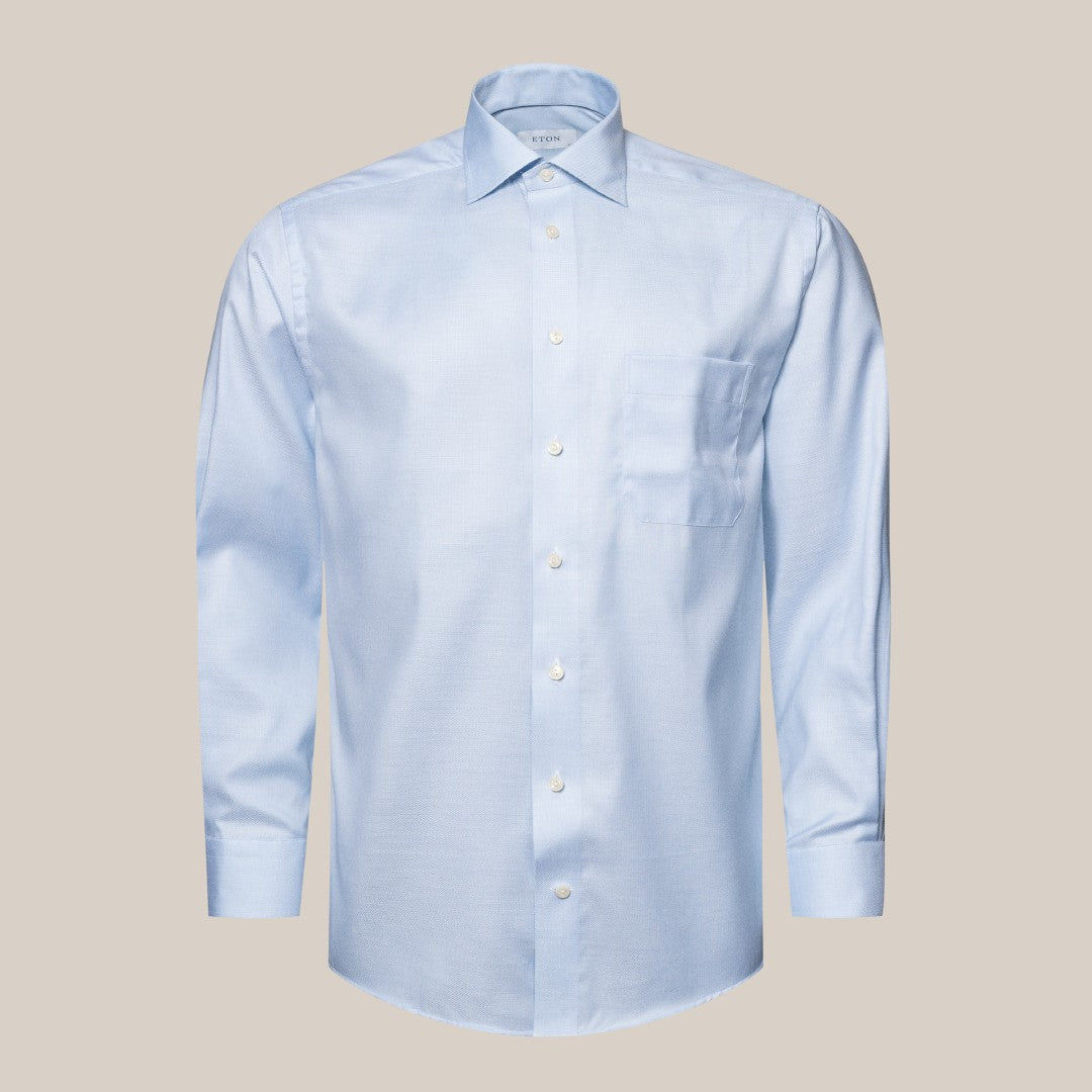 Eton Classic Fit Single Pocket Shirt Light Blue-MALFORD OF LONDON SAVILE ROW MENSWEAR OUTLET