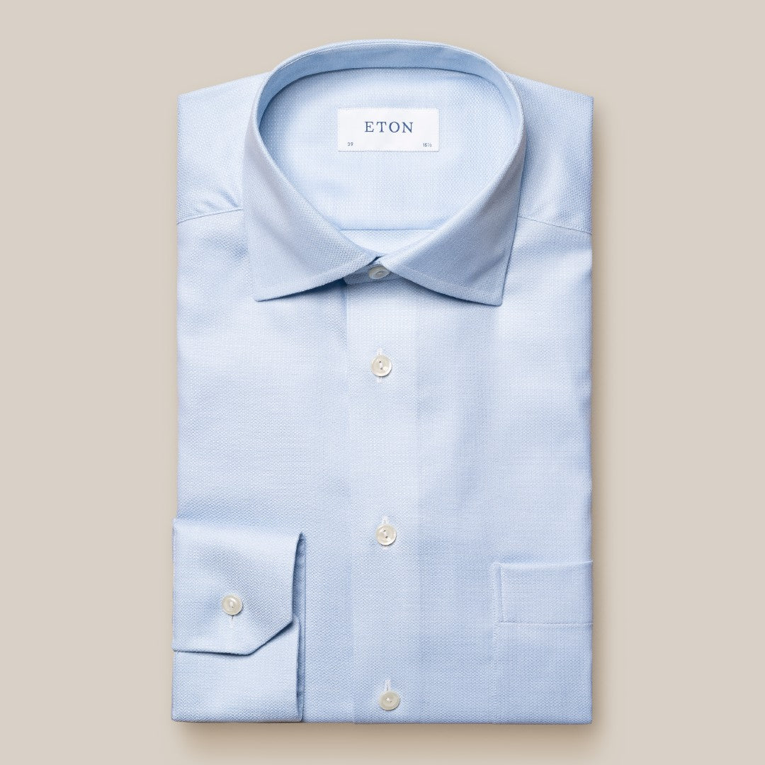 Eton Classic Fit Single Pocket Shirt Light Blue-MALFORD OF LONDON SAVILE ROW MENSWEAR OUTLET