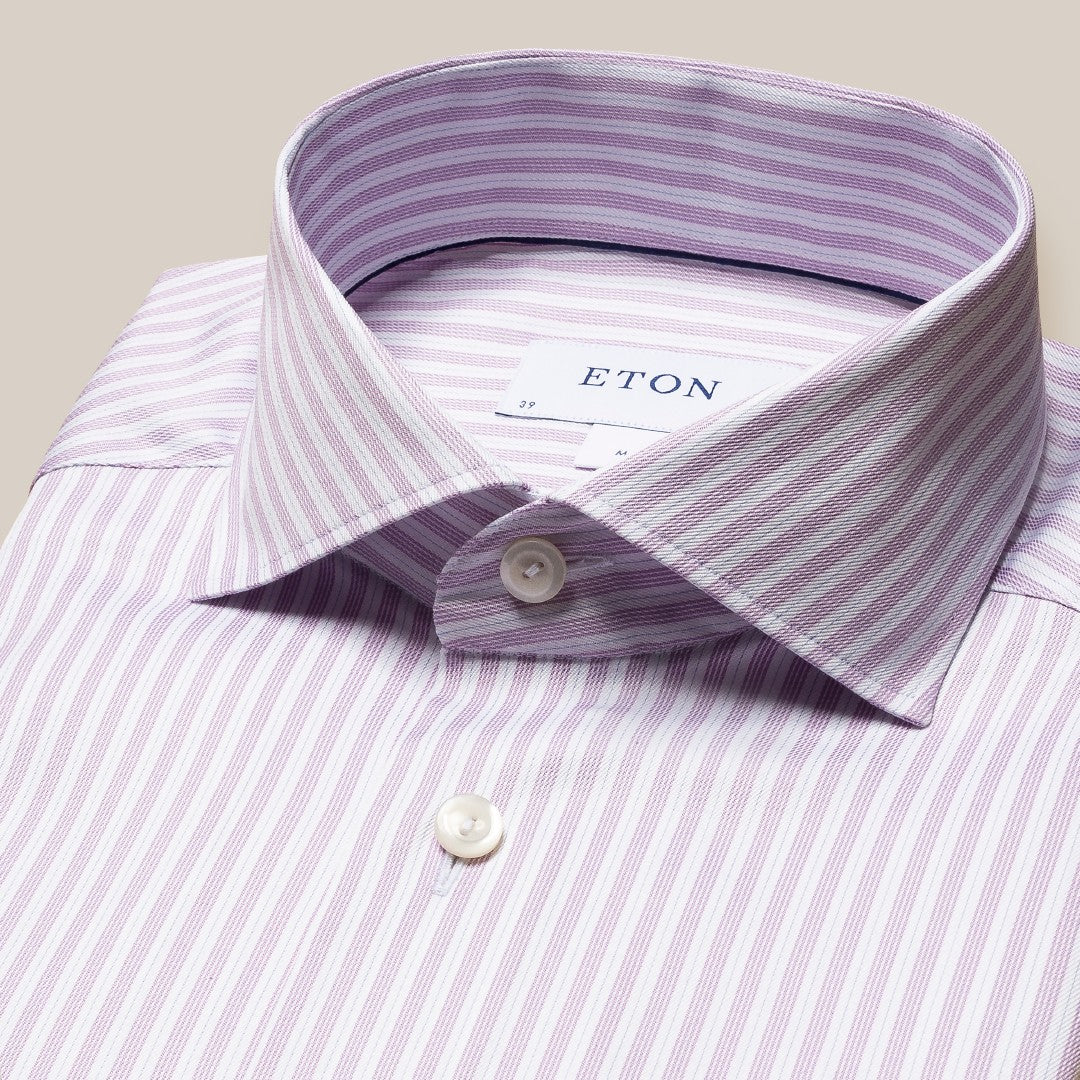 Eton Classic Fit Stripe Shirt Light Purple-MALFORD OF LONDON SAVILE ROW MENSWEAR OUTLET