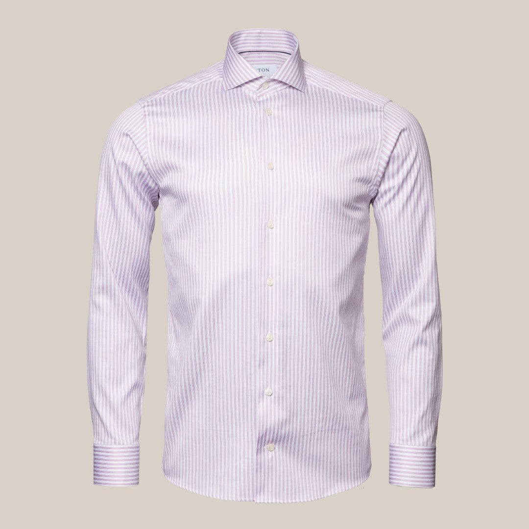 Eton Classic Fit Stripe Shirt Light Purple-MALFORD OF LONDON SAVILE ROW MENSWEAR OUTLET