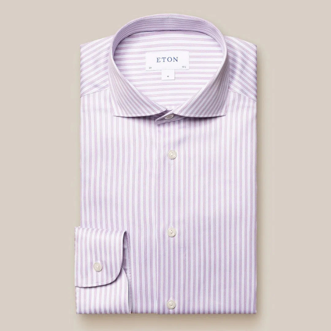 Eton Classic Fit Stripe Shirt Light Purple-MALFORD OF LONDON SAVILE ROW MENSWEAR OUTLET