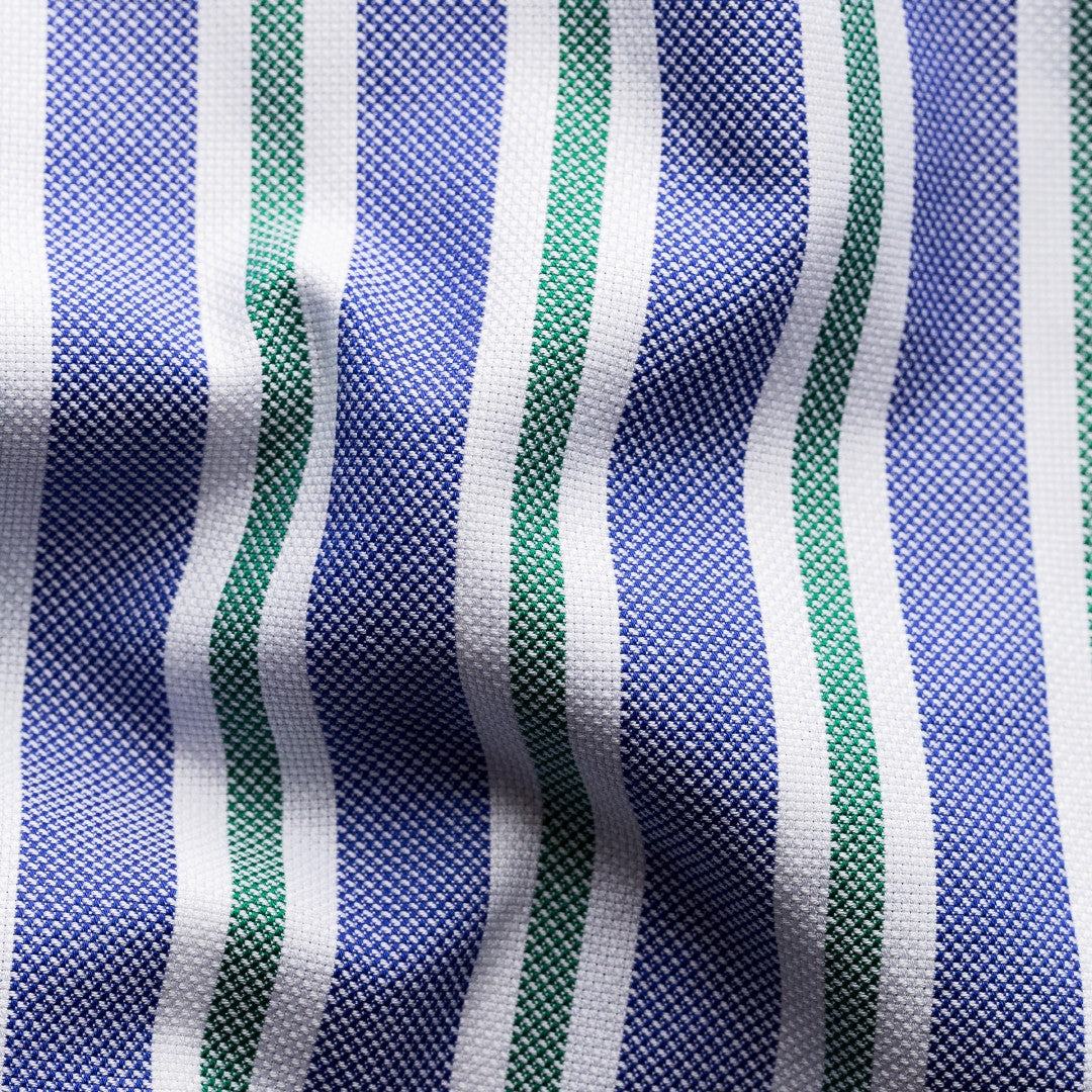 Eton Classic Fit Striped Shirt Mid Blue / Green-MALFORD OF LONDON SAVILE ROW MENSWEAR OUTLET