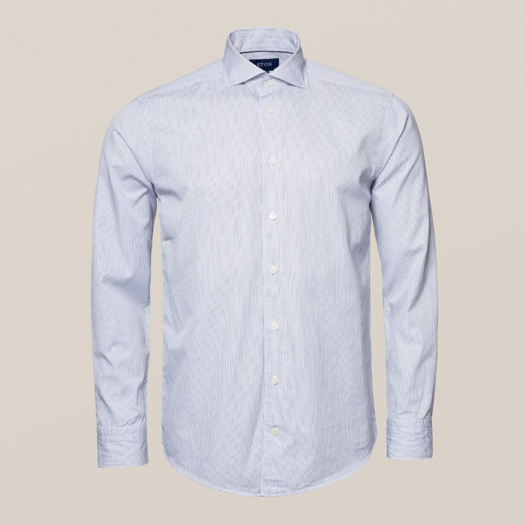 Eton Classic Fit Ultra Fine Stripe Shirt Light Blue