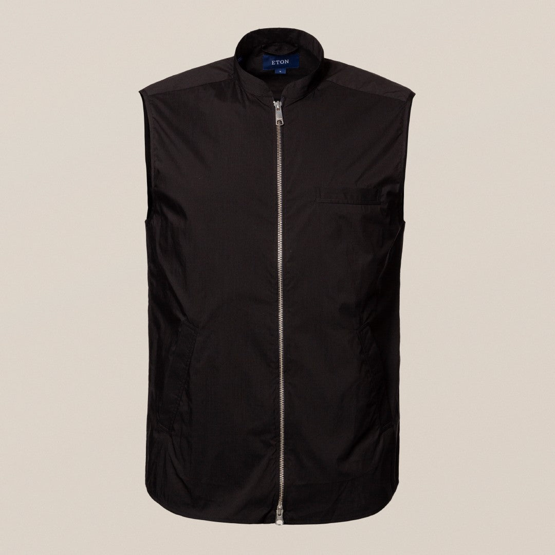 Eton Classic Fit Zip Close Gilet Black-MALFORD OF LONDON SAVILE ROW MENSWEAR OUTLET