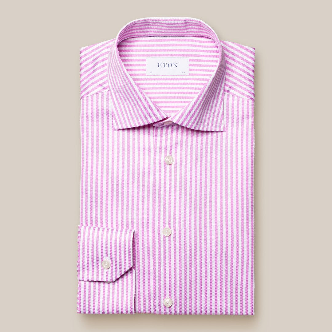 Eton Contemporary Fit Bengal Stripe Shirt Pink/White-MALFORD OF LONDON SAVILE ROW MENSWEAR OUTLET