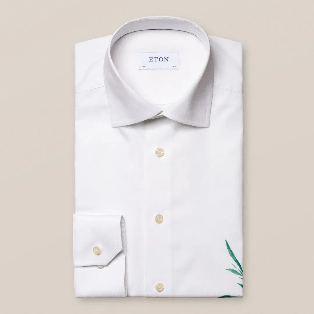 Eton Contemporary Fit Bluebell Print Shirt White-MALFORD OF LONDON SAVILE ROW MENSWEAR OUTLET