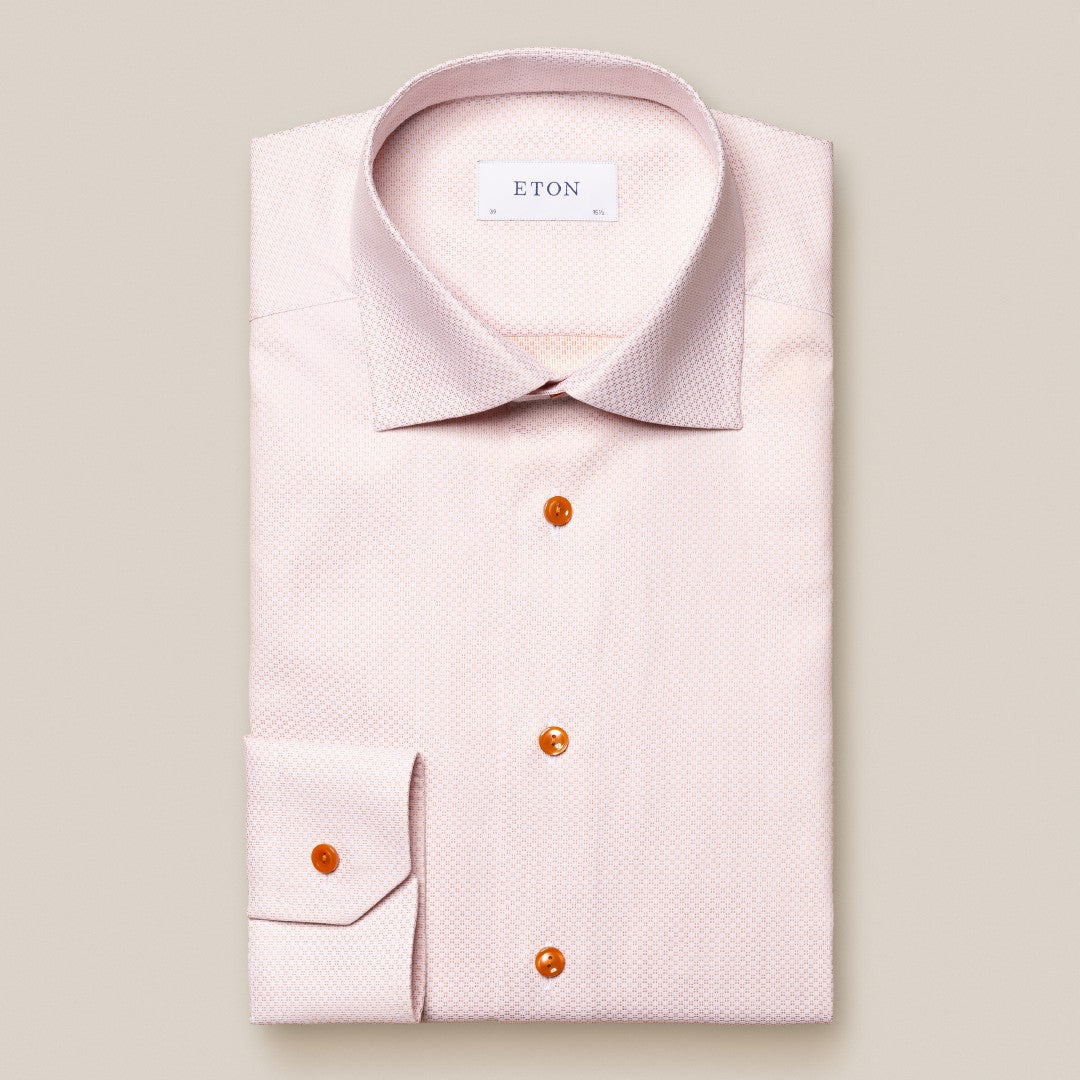 Eton Contemporary Fit Brocade Shirt Orange-MALFORD OF LONDON SAVILE ROW MENSWEAR OUTLET